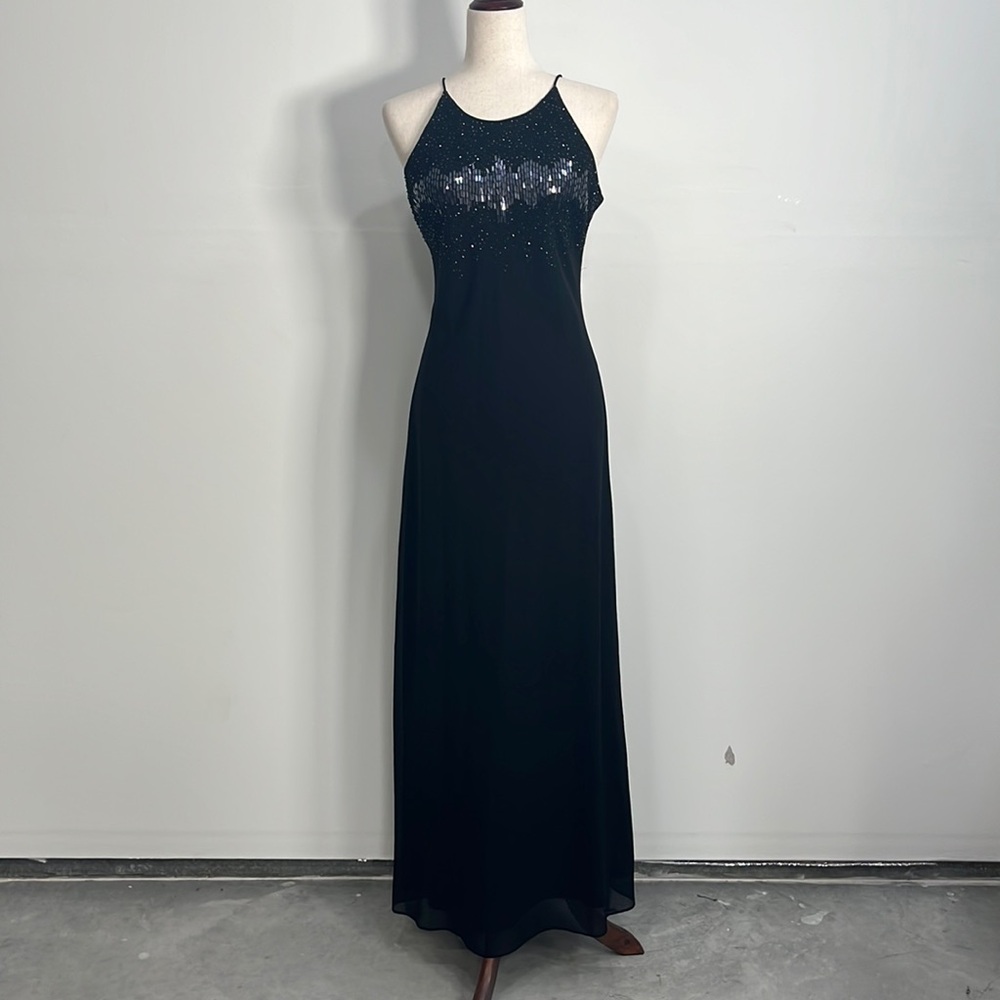 Cachet Vintage Dress Beaded Size 6 Elegant Party Wedding Guest Goth Floor Length